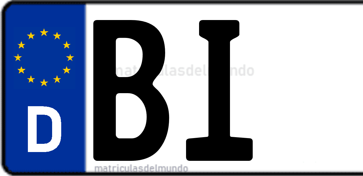 Imagen de matrícula de Alemania con código 'BI'