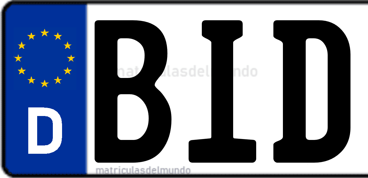 Imagen de matrícula de Alemania con código 'BID'