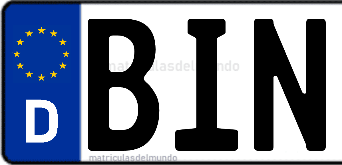 Imagen de matrícula de Alemania con código 'BIN'