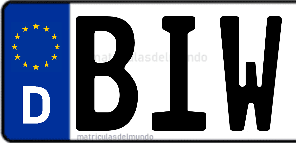 Imagen de matrícula de Alemania con código 'BIW'