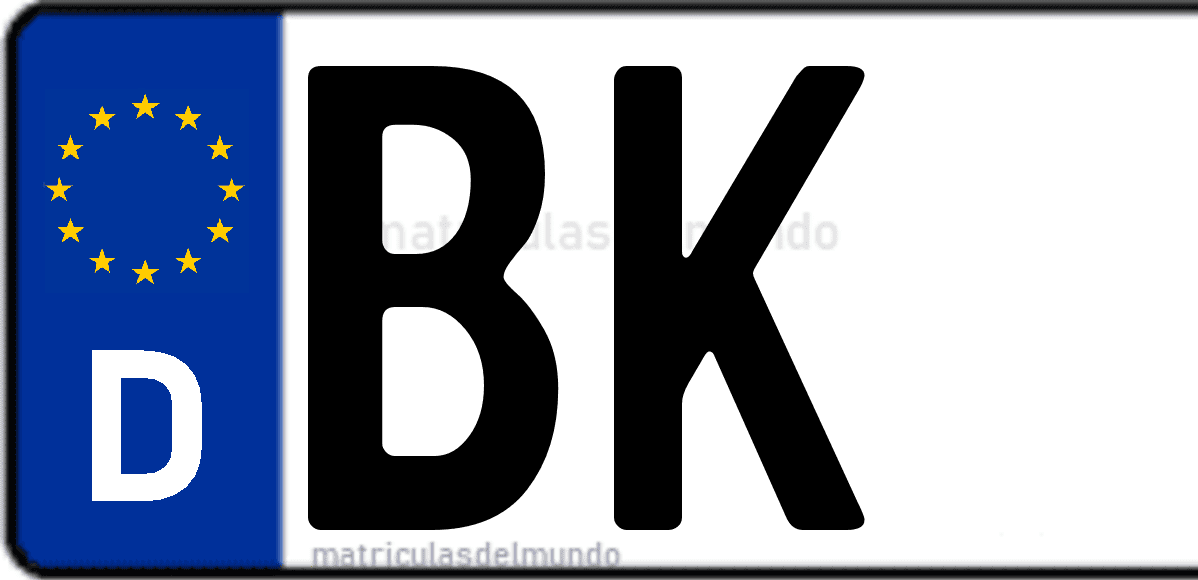 Imagen de matrícula de Alemania con código 'BK'