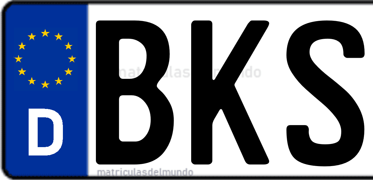 Imagen de matrícula de Alemania con código 'BKS'