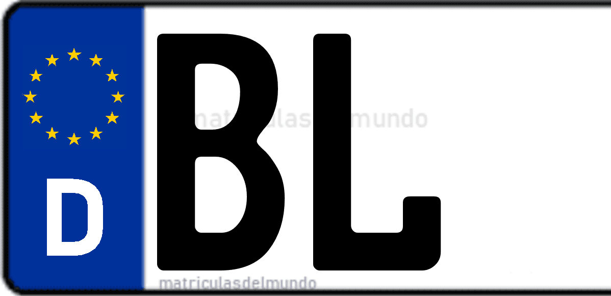 Imagen de matrícula de Alemania con código 'BL'