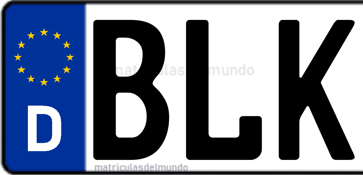 Imagen de matrícula de Alemania con código 'BLK'