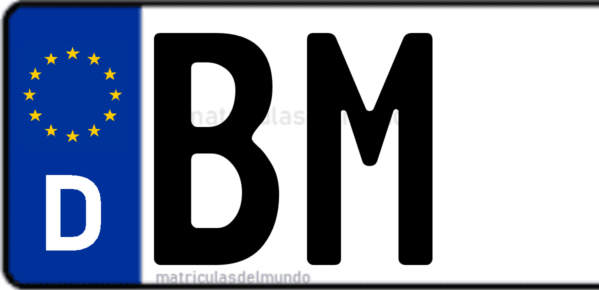 Imagen de matrícula de Alemania con código 'BM'