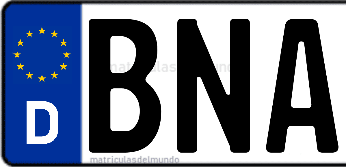 Imagen de matrícula de Alemania con código 'BNA'