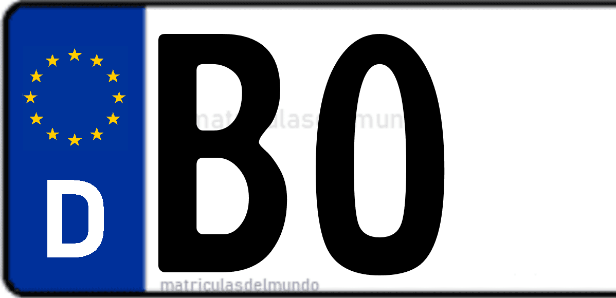 Imagen de matrícula de Alemania con código 'BO'