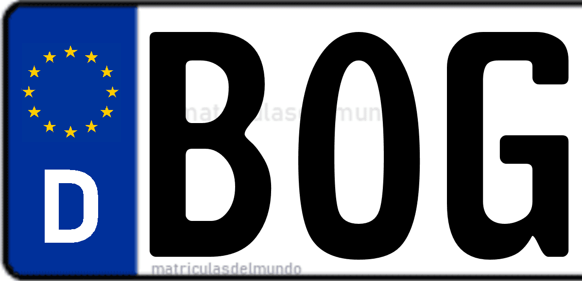 Imagen de matrícula de Alemania con código 'BOG'