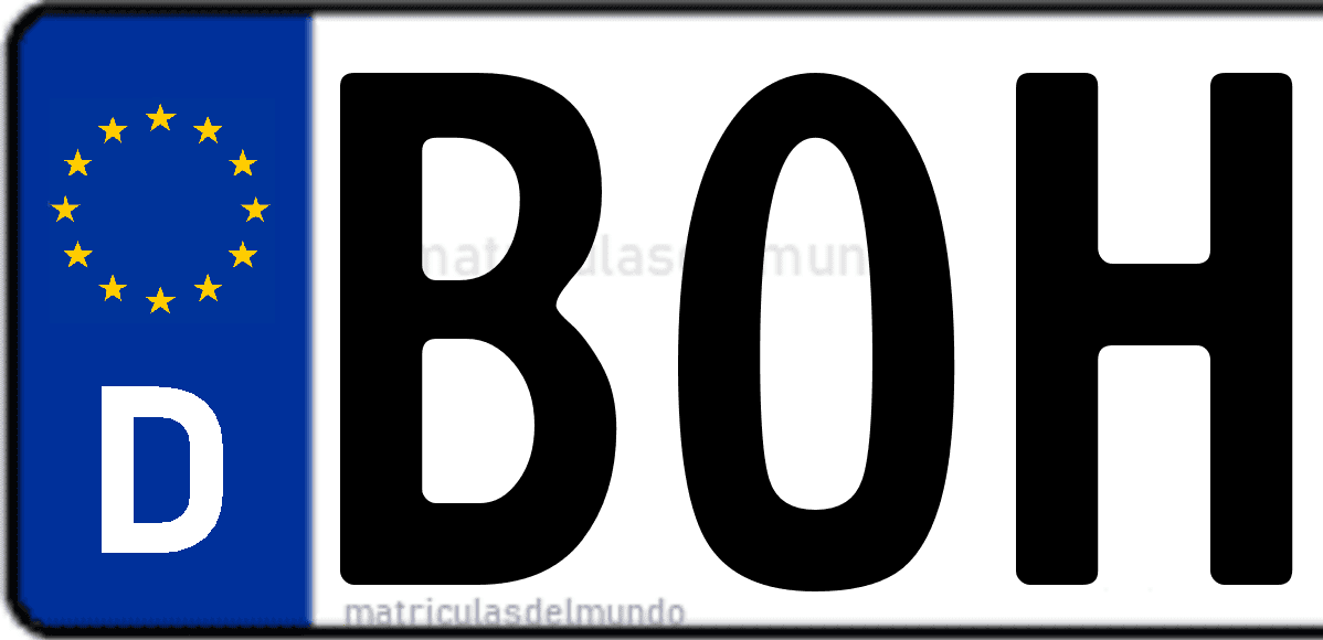 Imagen de matrícula de Alemania con código 'BOH'