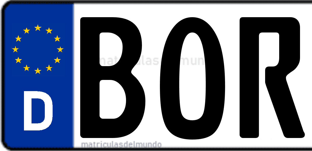 Imagen de matrícula de Alemania con código 'BOR'