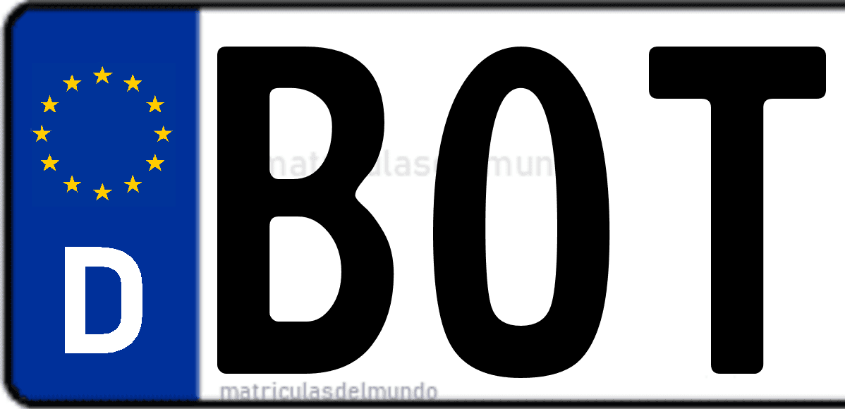 Imagen de matrícula de Alemania con código 'BOT'