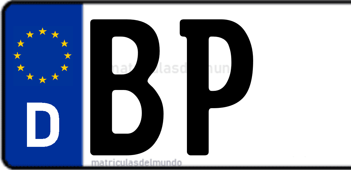 Imagen de matrícula de Alemania con código 'BP'