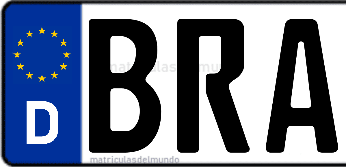 Imagen de matrícula de Alemania con código 'BRA'