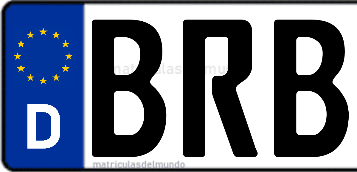 Imagen de matrícula de Alemania con código 'BRB'