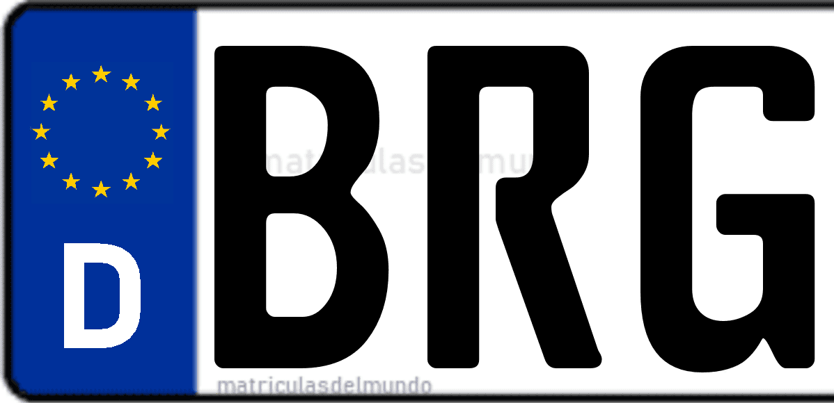 Imagen de matrícula de Alemania con código 'BRG'