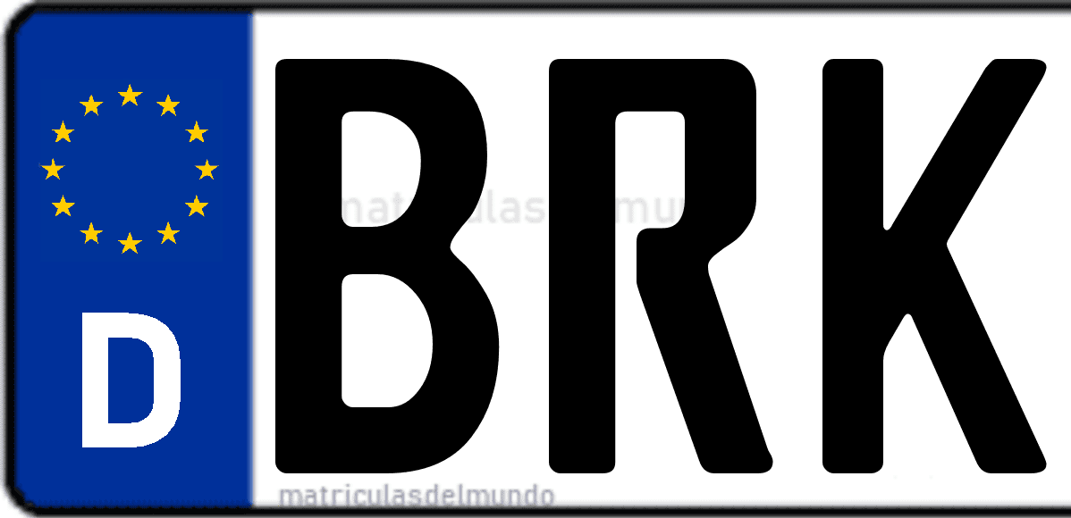 Imagen de matrícula de Alemania con código 'BRK'