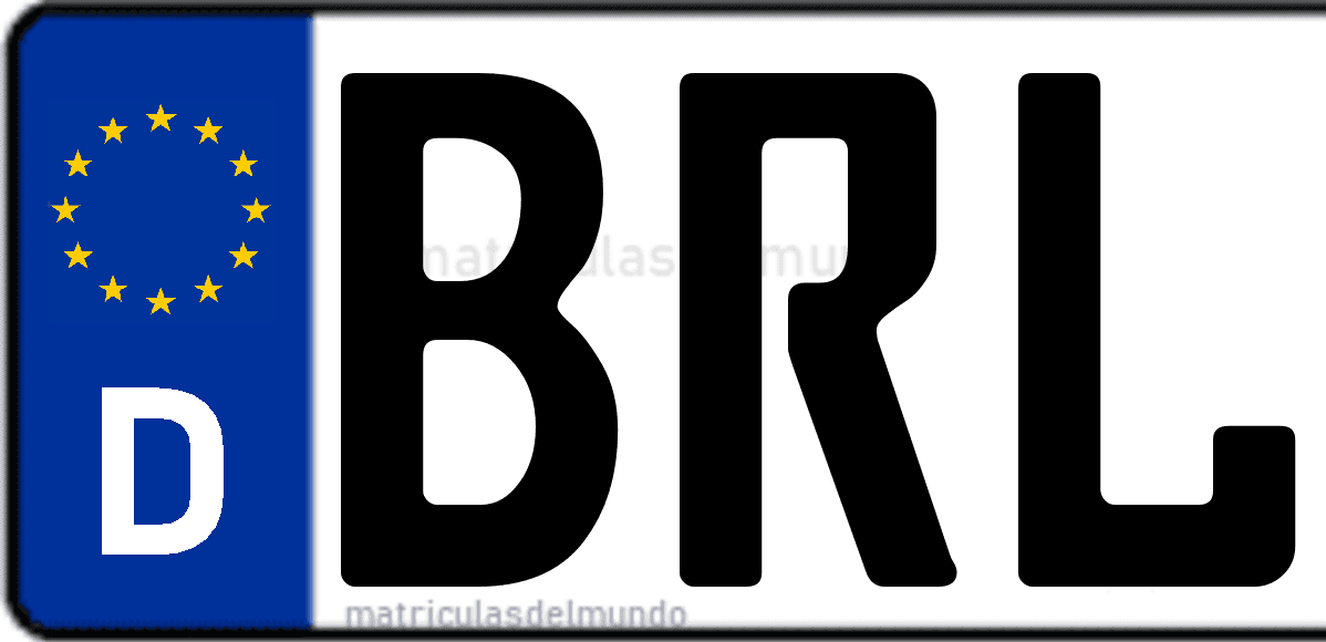 Imagen de matrícula de Alemania con código 'BRL'