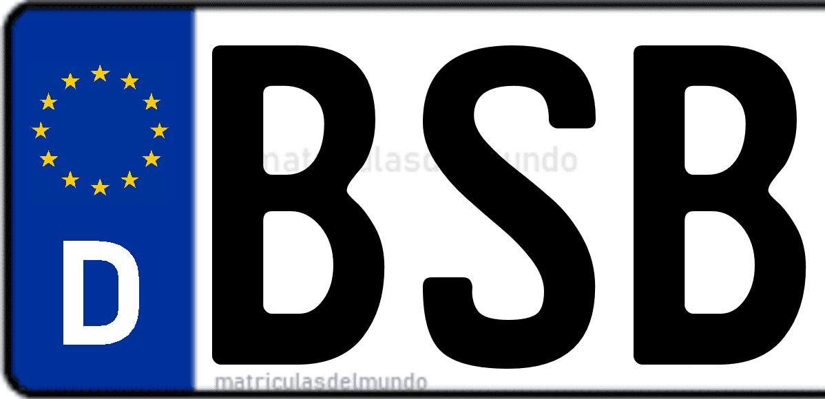 Imagen de matrícula de Alemania con código 'BSB'