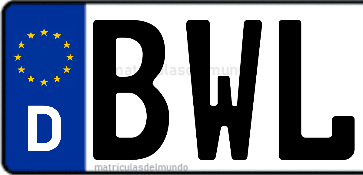 Imagen de matrícula de Alemania con código 'BWL'