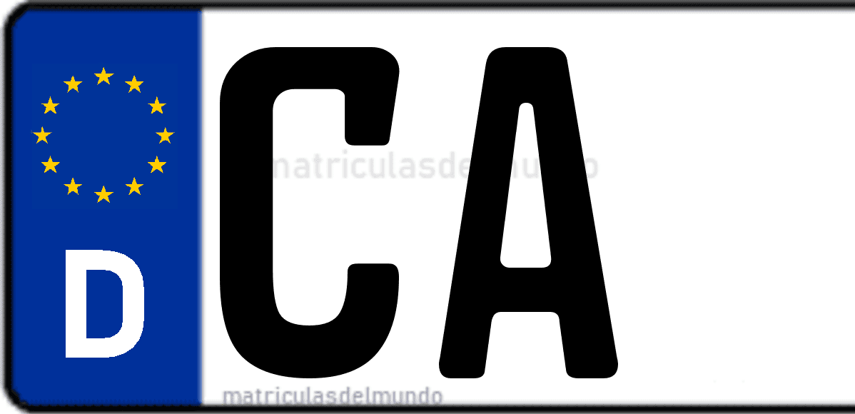Imagen de matrícula de Alemania con código 'CA'
