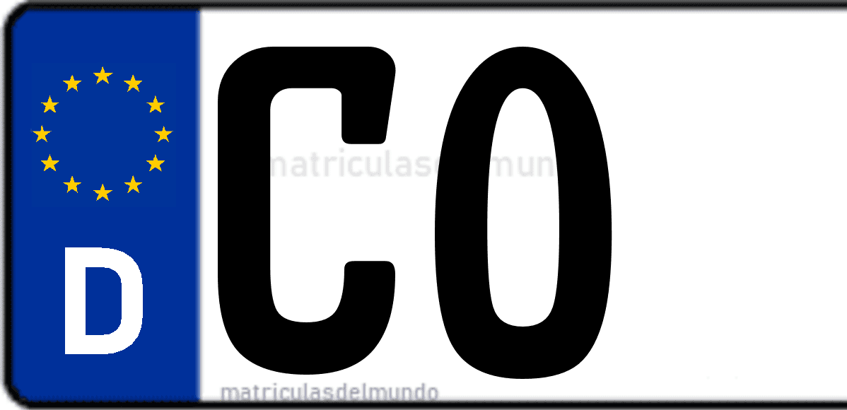 Imagen de matrícula de Alemania con código 'CO'