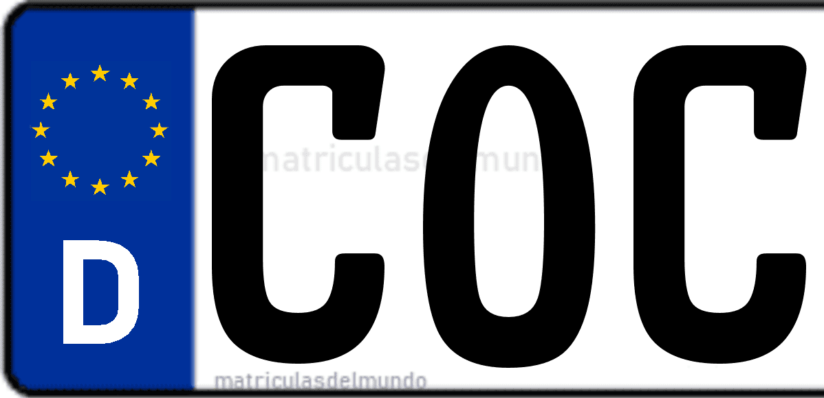 Imagen de matrícula de Alemania con código 'COC'
