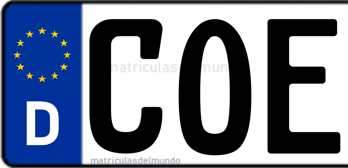 Imagen de matrícula de Alemania con código 'COE'