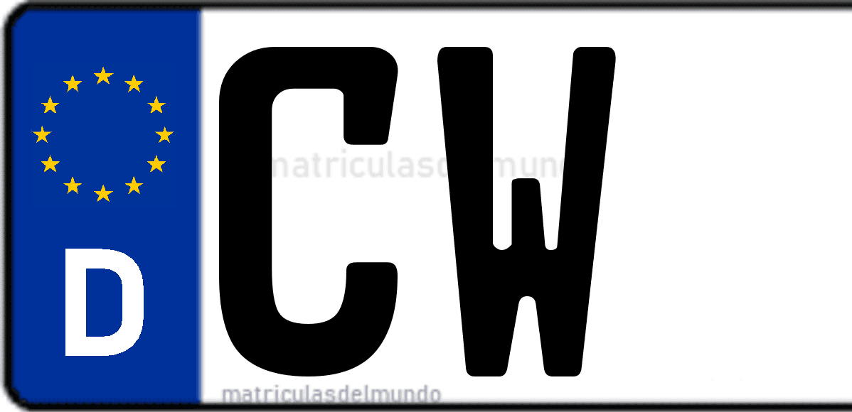 Imagen de matrícula de Alemania con código 'CW'