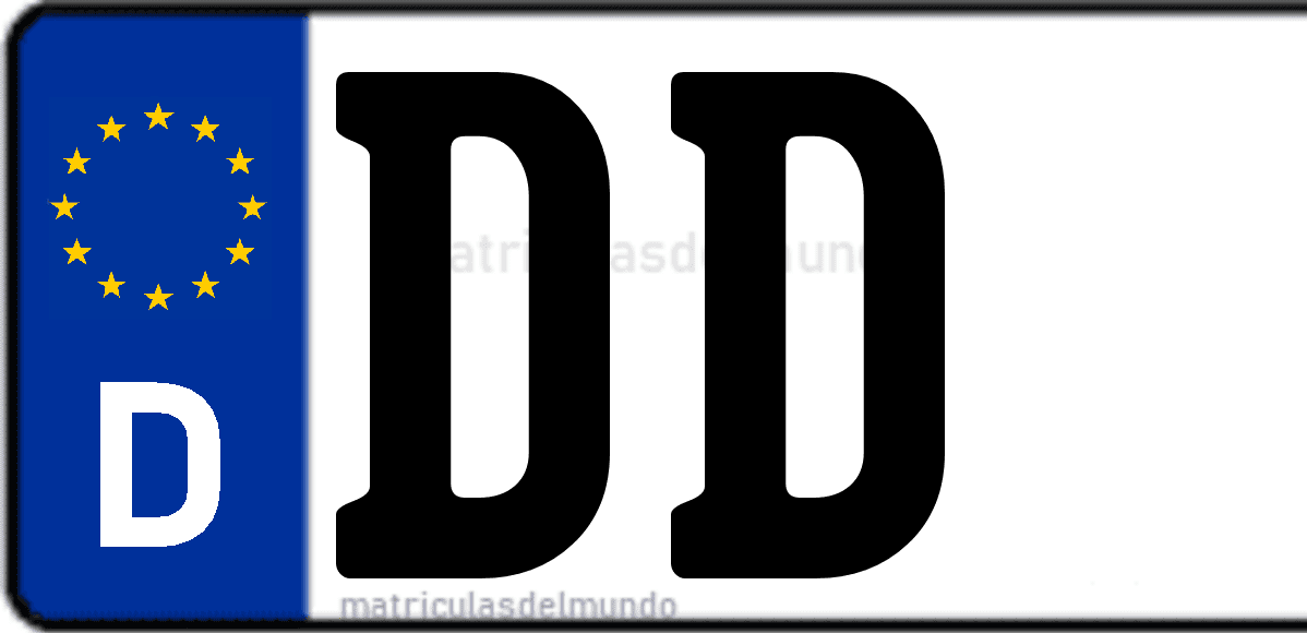 Imagen de matrícula de Alemania con código 'DD'