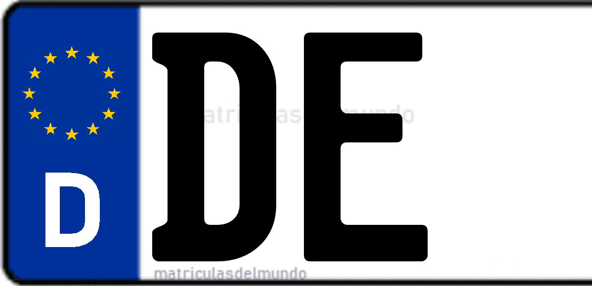 Imagen de matrícula de Alemania con código 'DE'