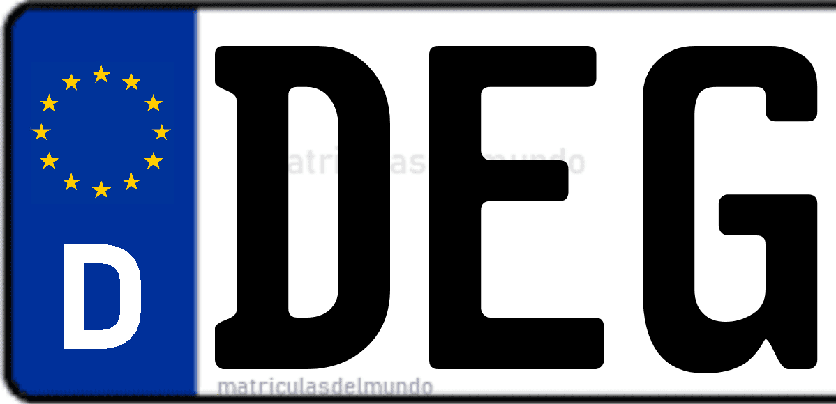 Imagen de matrícula de Alemania con código 'DEG'