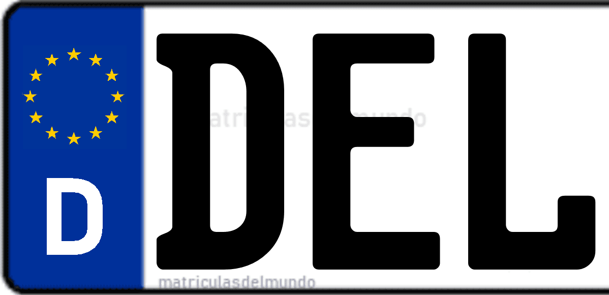 Imagen de matrícula de Alemania con código 'DEL'