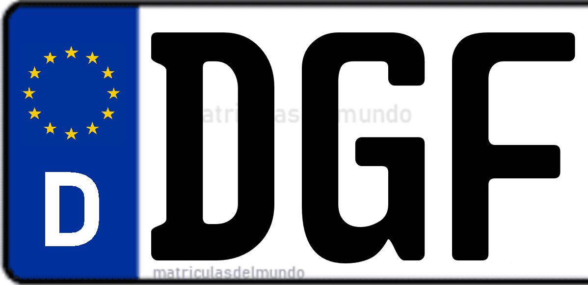 Imagen de matrícula de Alemania con código 'DGF'