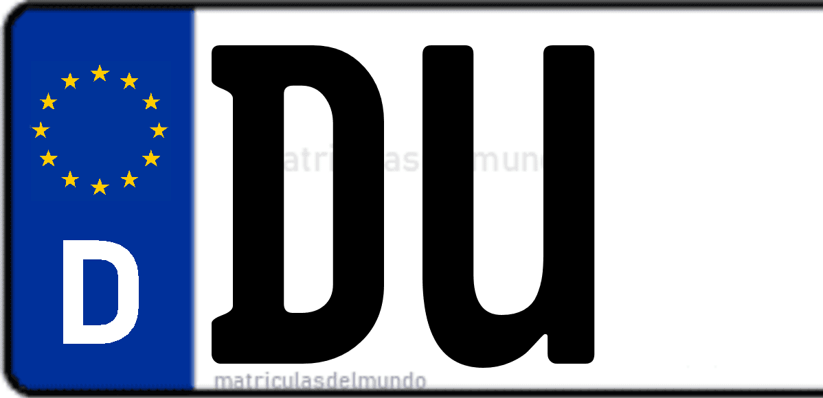 Imagen de matrícula de Alemania con código 'DU'