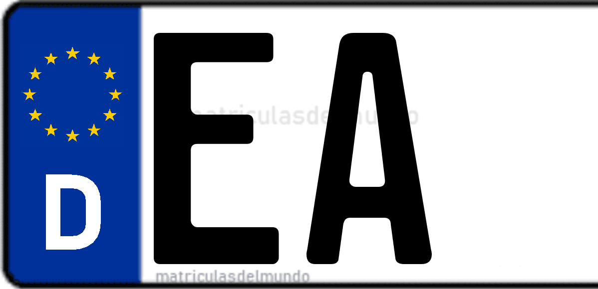 Imagen de matrícula de Alemania con código 'EA'
