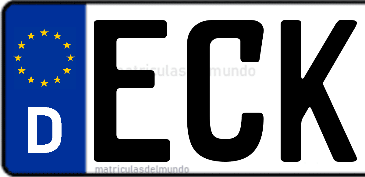 Imagen de matrícula de Alemania con código 'ECK'