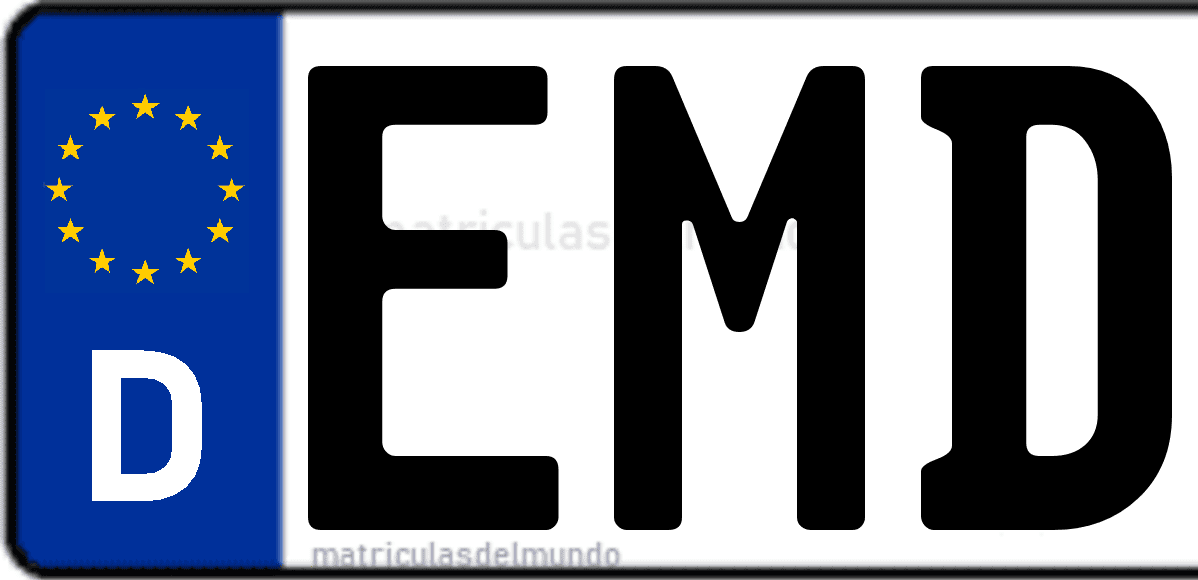 Imagen de matrícula de Alemania con código 'EMD'