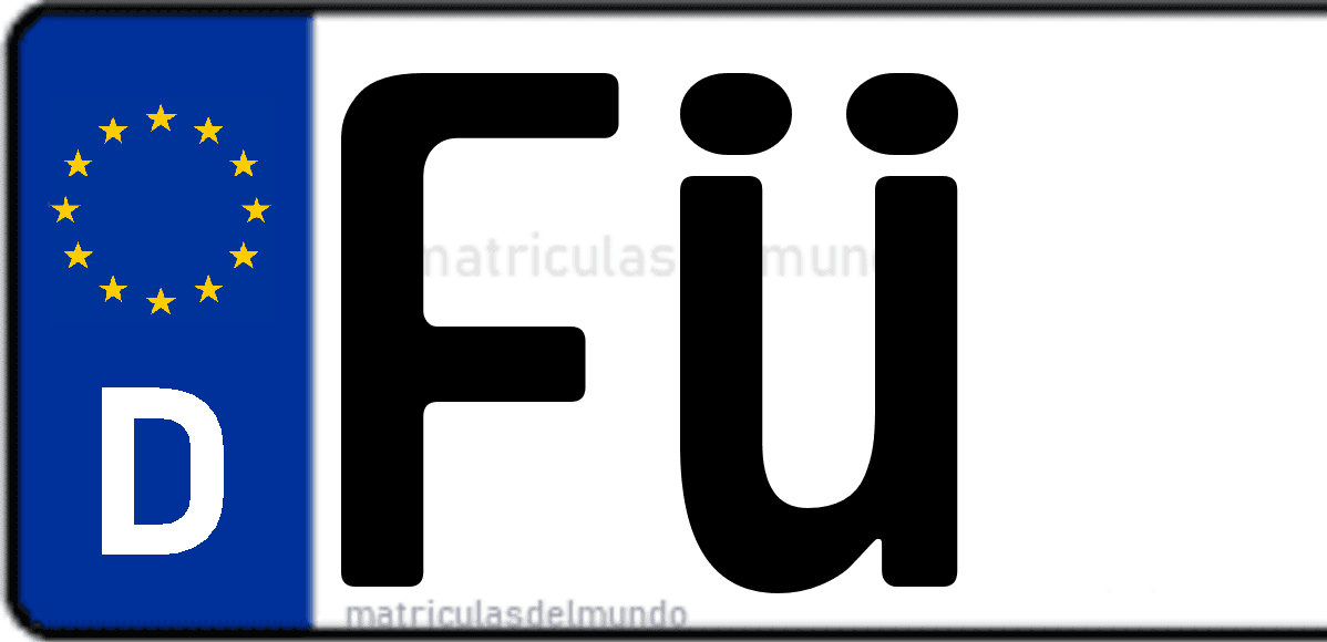 Imagen de matrícula de Alemania con código 'FÜ'