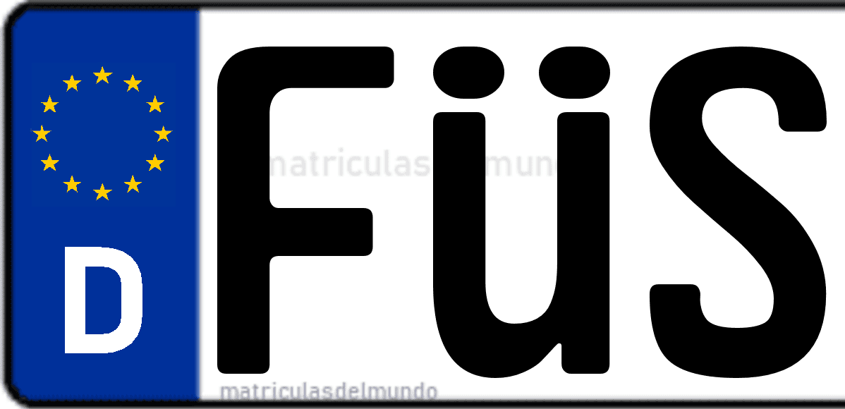 Imagen de matrícula de Alemania con código 'FÜS'