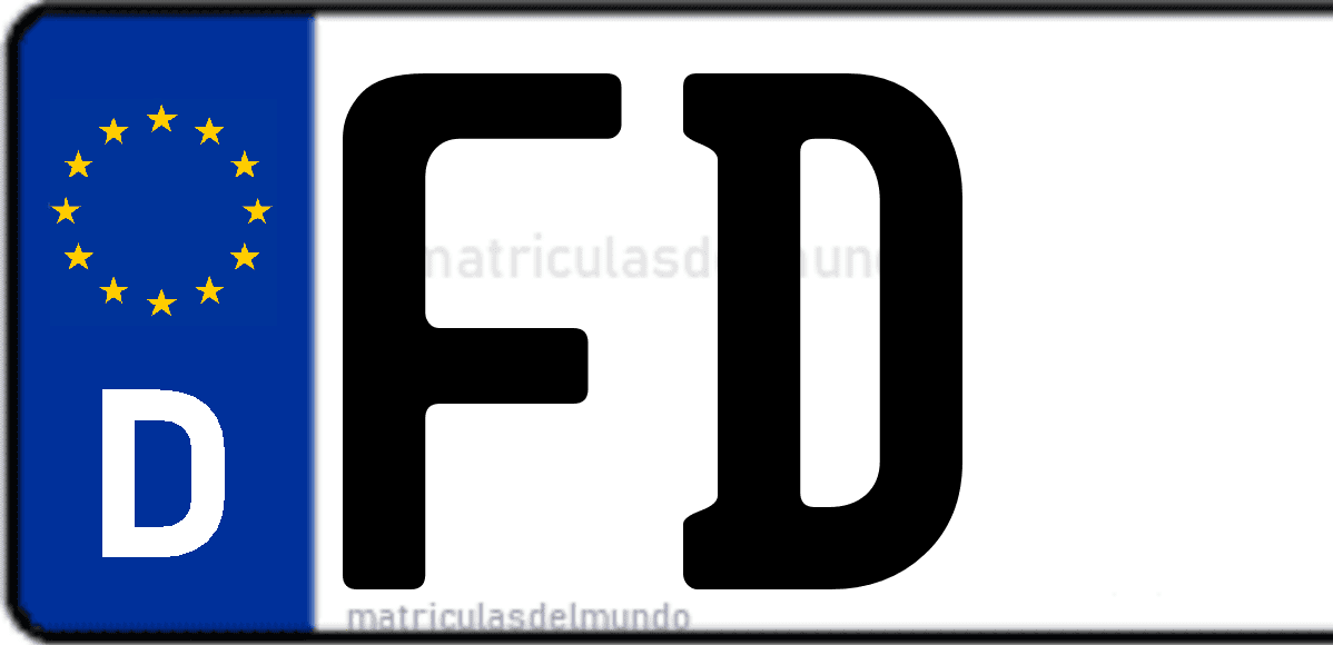Imagen de matrícula de Alemania con código 'FD'