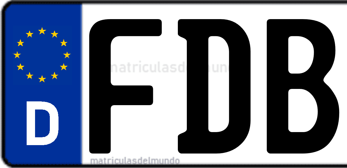 Imagen de matrícula de Alemania con código 'FDB'