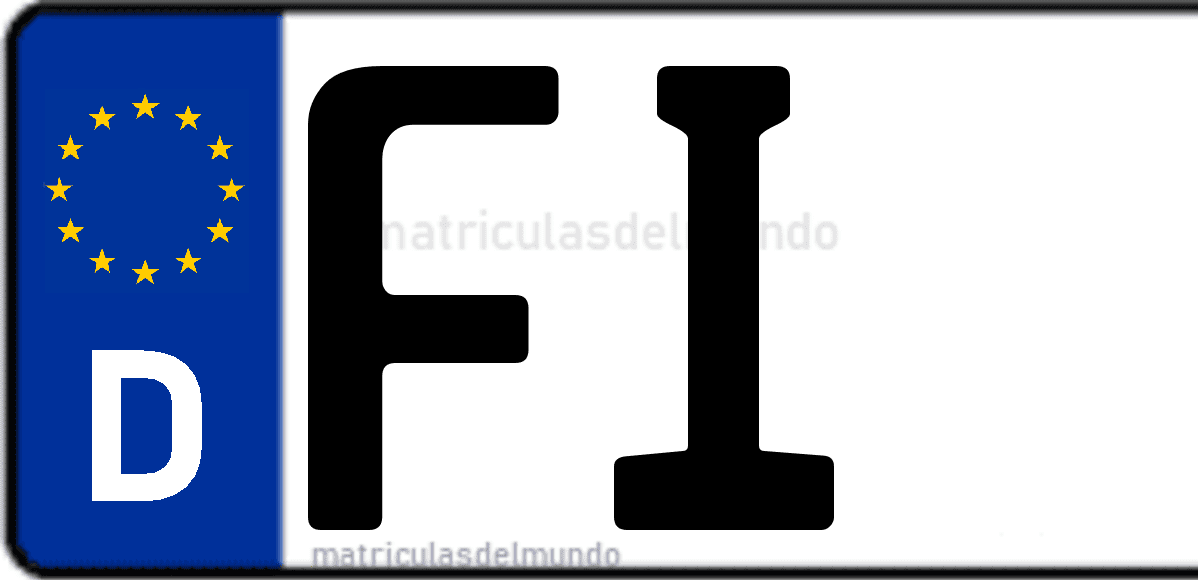 Imagen de matrícula de Alemania con código 'FI'