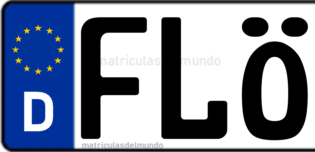 Imagen de matrícula de Alemania con código 'FLÖ'