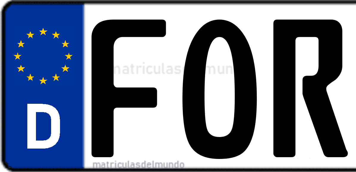 Imagen de matrícula de Alemania con código 'FOR'