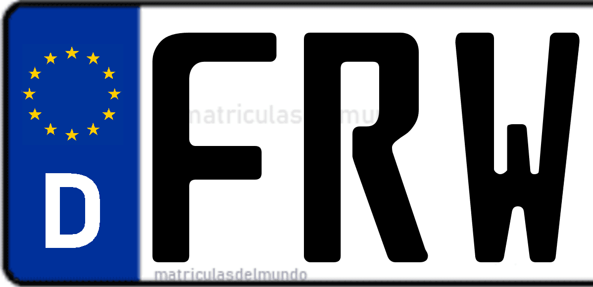 Imagen de matrícula de Alemania con código 'FRW'