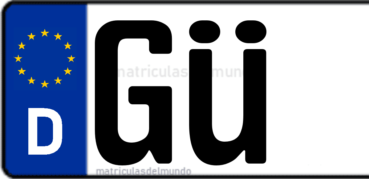 Imagen de matrícula de Alemania con código 'GÜ'