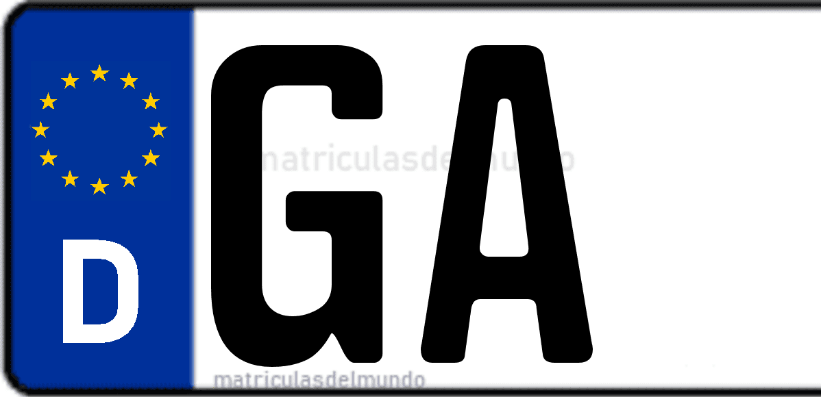 Imagen de matrícula de Alemania con código 'GA'