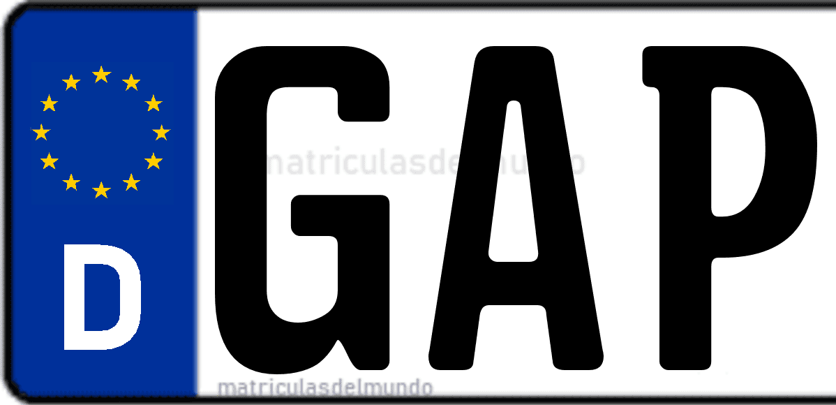 Imagen de matrícula de Alemania con código 'GAP'