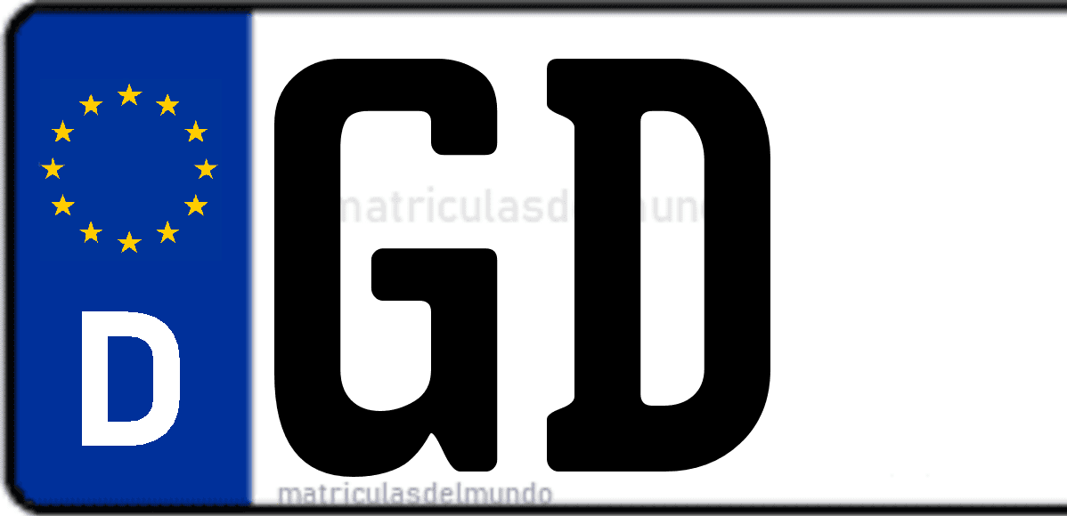 Imagen de matrícula de Alemania con código 'GD'