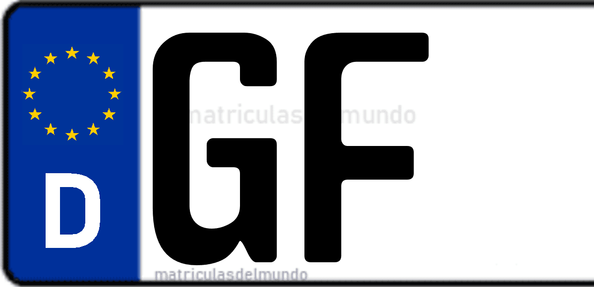 Imagen de matrícula de Alemania con código 'GF'